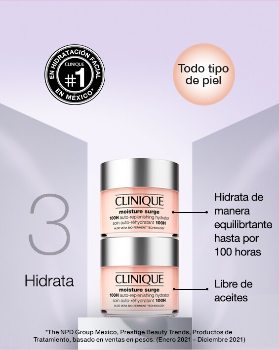 Hidtrante de rostro Moisture Surge, hidtrata hasta por 100 horas