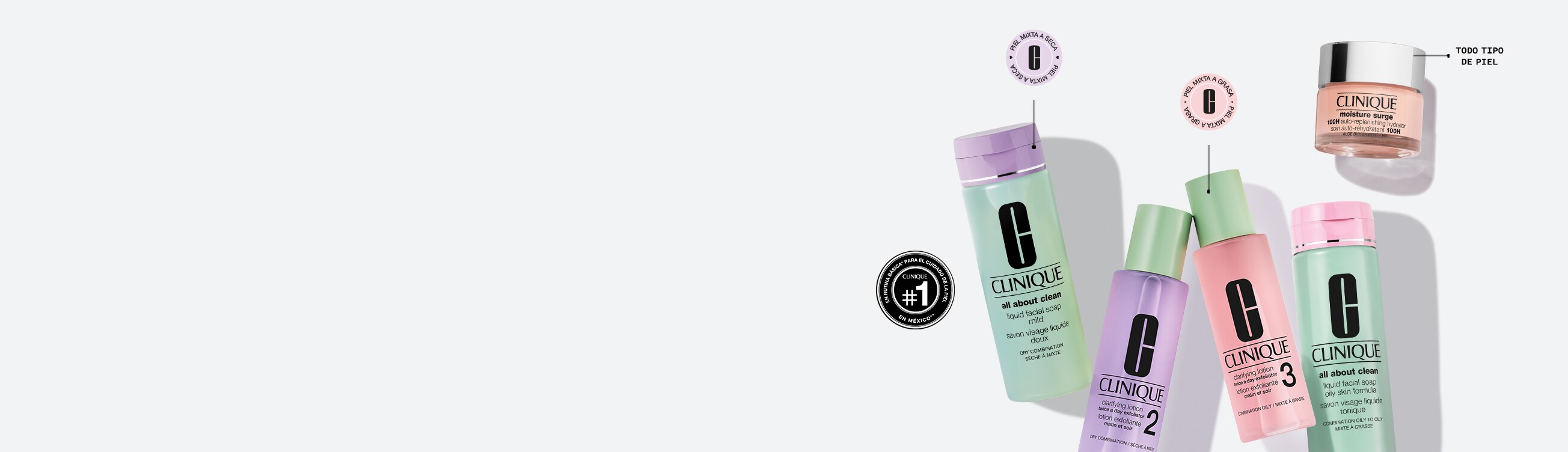 Rutina sencilla Clinique. Limpiador, exfoliante e hidratante de rostro.