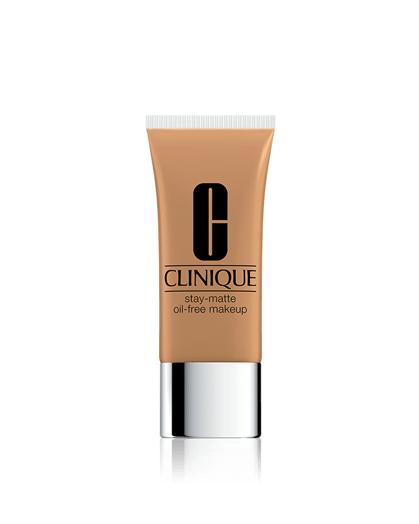 Base de Maquillaje Matificante Stay-Matte Oil-Free Makeup, La fórmula con patente en trámite absorbe el brillo, controla la grasa y resiste la transpiración. Y se mantiene mate todo el día.