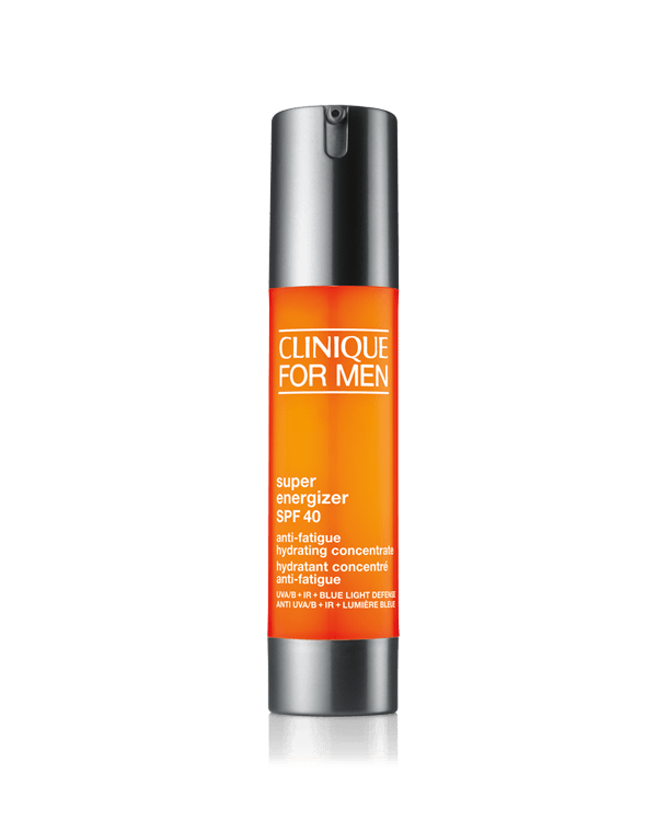 Clinique For Men Super Energizer™ SPF 40 AntiFatigue Hydrating Concentrate, Hidratante ligero que revitaliza tu piel al instante con 12 horas de poder antifatiga.&lt;br&gt;