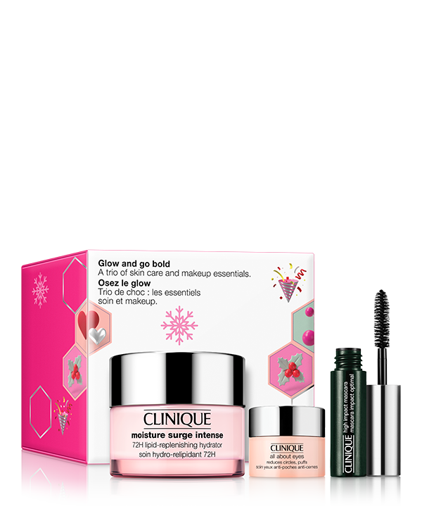 Glow and Go Bold: A Trio of Skin Care and Makeup Essentials, Un trío de productos esenciales para el cuidado de la piel y el maquillaje que te dejarán resplandeciente durante toda la temporada.