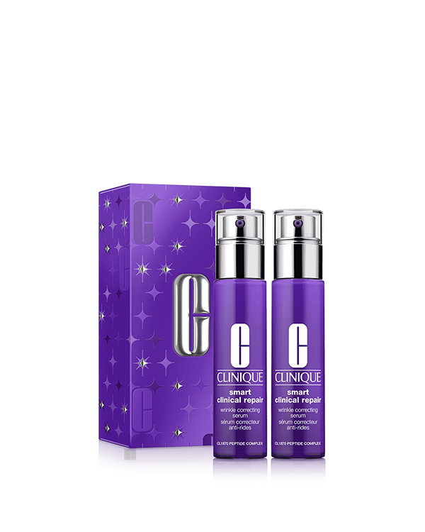 Set para el Cuidado de la Piel Dúo de Smart Clinical Repair™ Wrinkle Correcting Serum, Set dúo de sueros faciales anti edad Smart Clinical Repair™ con 9.5% de péptidos y 1% de retinoide avanzado. Fórmula dermatológica que combate arrugas y signos de envejecimiento para una piel visiblemente más joven y renovada.