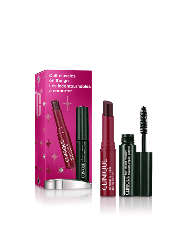 Set de Maquillaje Cult Classics On The Go, Los clásicos de Clinique: set de máscara de pestañas y el icónico Almost Lipstick en versión mini.&lt;br&gt;